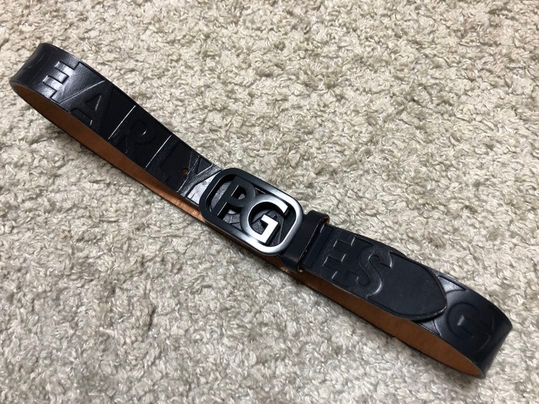 PEARY GATES・パーリーゲイツ⚫︎ロゴバックルエンボスロゴレザーベルト紺