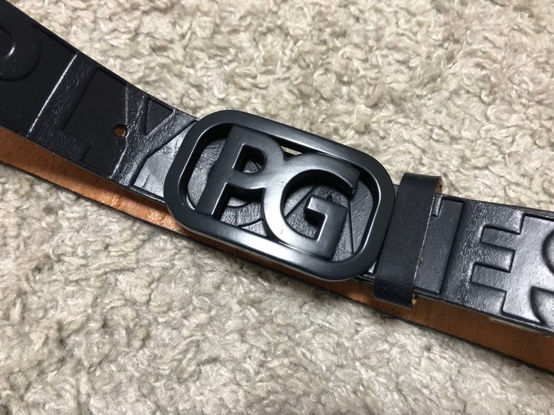 PEARY GATES・パーリーゲイツ⚫︎ロゴバックルエンボスロゴレザーベルト紺