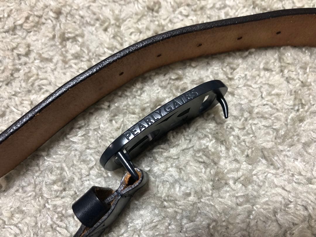 PEARY GATES・パーリーゲイツ⚫︎ロゴバックルエンボスロゴレザーベルト紺