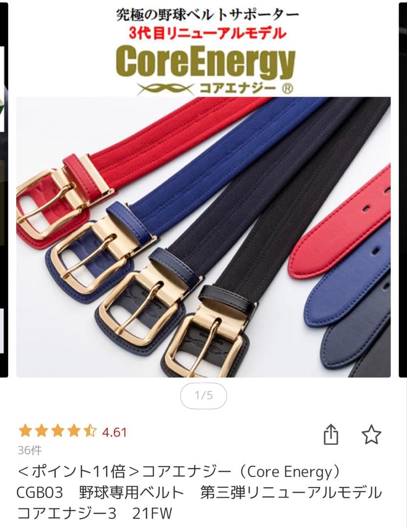 CoreEnergy ブラックベルト ゴールドバックル