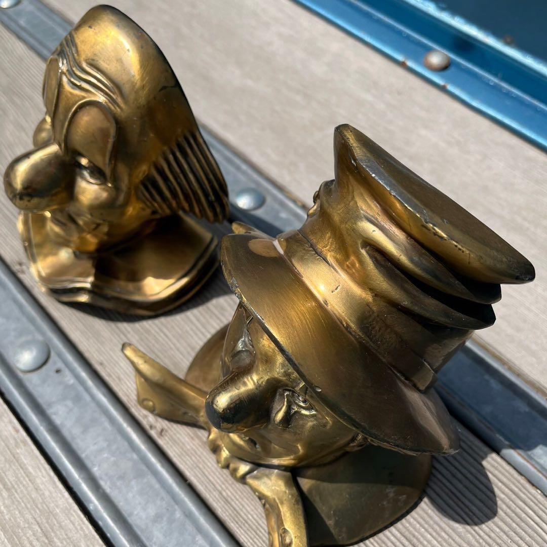 1940 Brass Clown Head Bookends クラウンヘッド