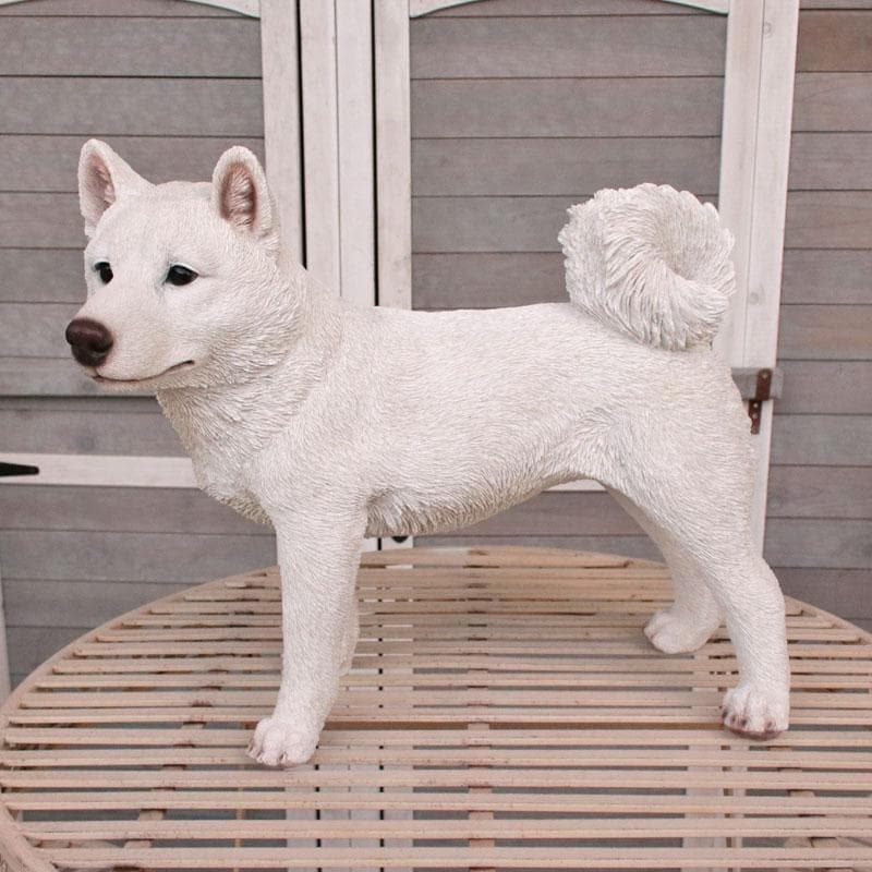 白い柴犬 置物 オブジェ かわいい インテリア 375-222