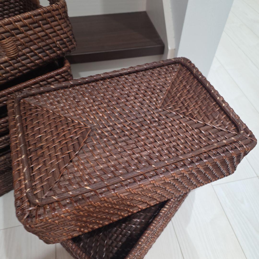 【美品】ニトリ　ラタンバスケット大×7個セット
