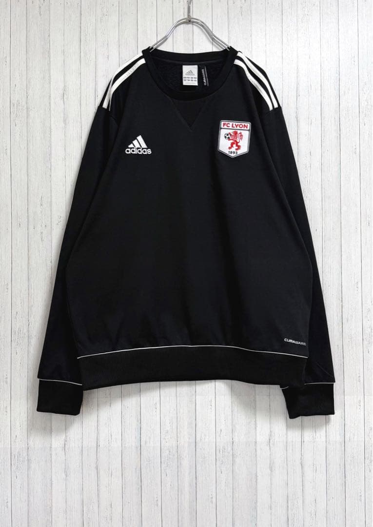 アディダス　CLIMAWARM　FC LYON　ジャージ　刺繍ロゴ　ブラック　L