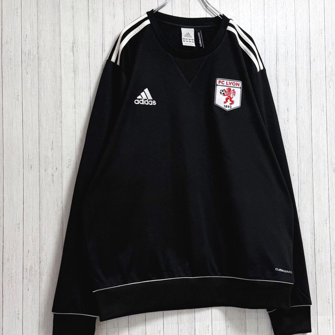 アディダス　CLIMAWARM　FC LYON　ジャージ　刺繍ロゴ　ブラック　L