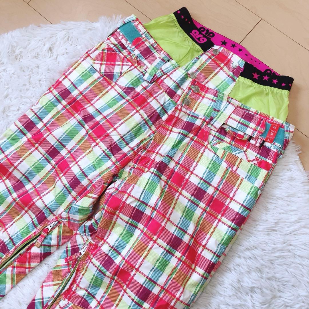 arg アシックス⭕️スノーボードパンツ　スキー　ズボン　ウェア　チェック柄　M