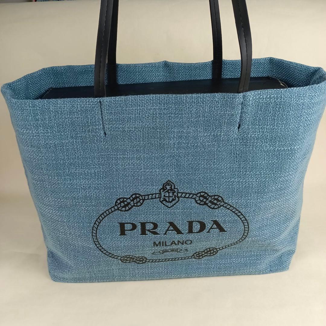 PRADA トートバッグ ブルー ノベルティ 大容量 ランチバッグ