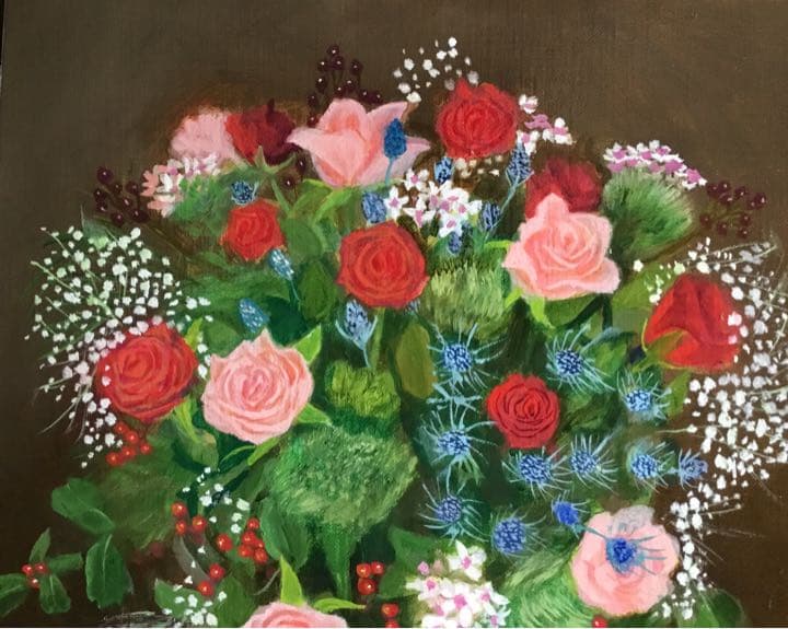油絵「花　薔薇　22-01」F6号