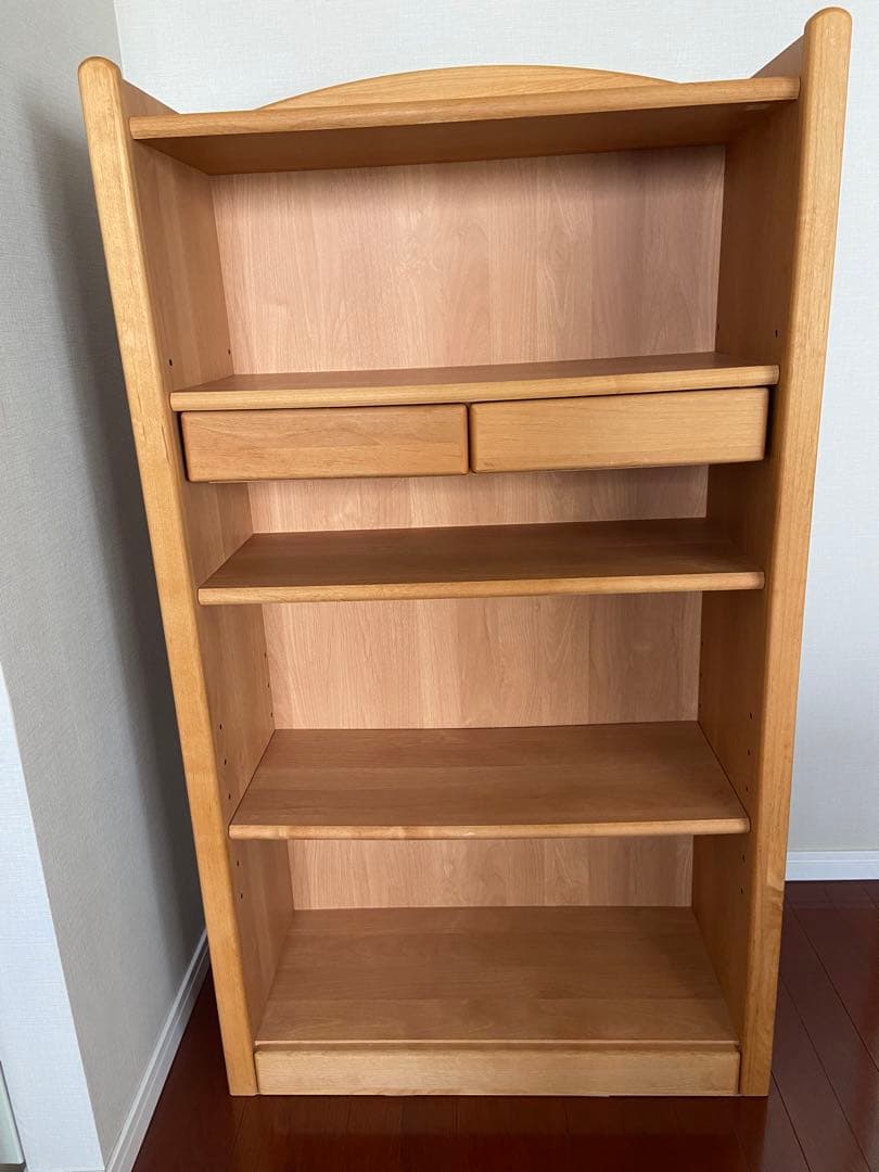 ☆美品☆ナチュラルウッド 木製本棚 引き出し2つ