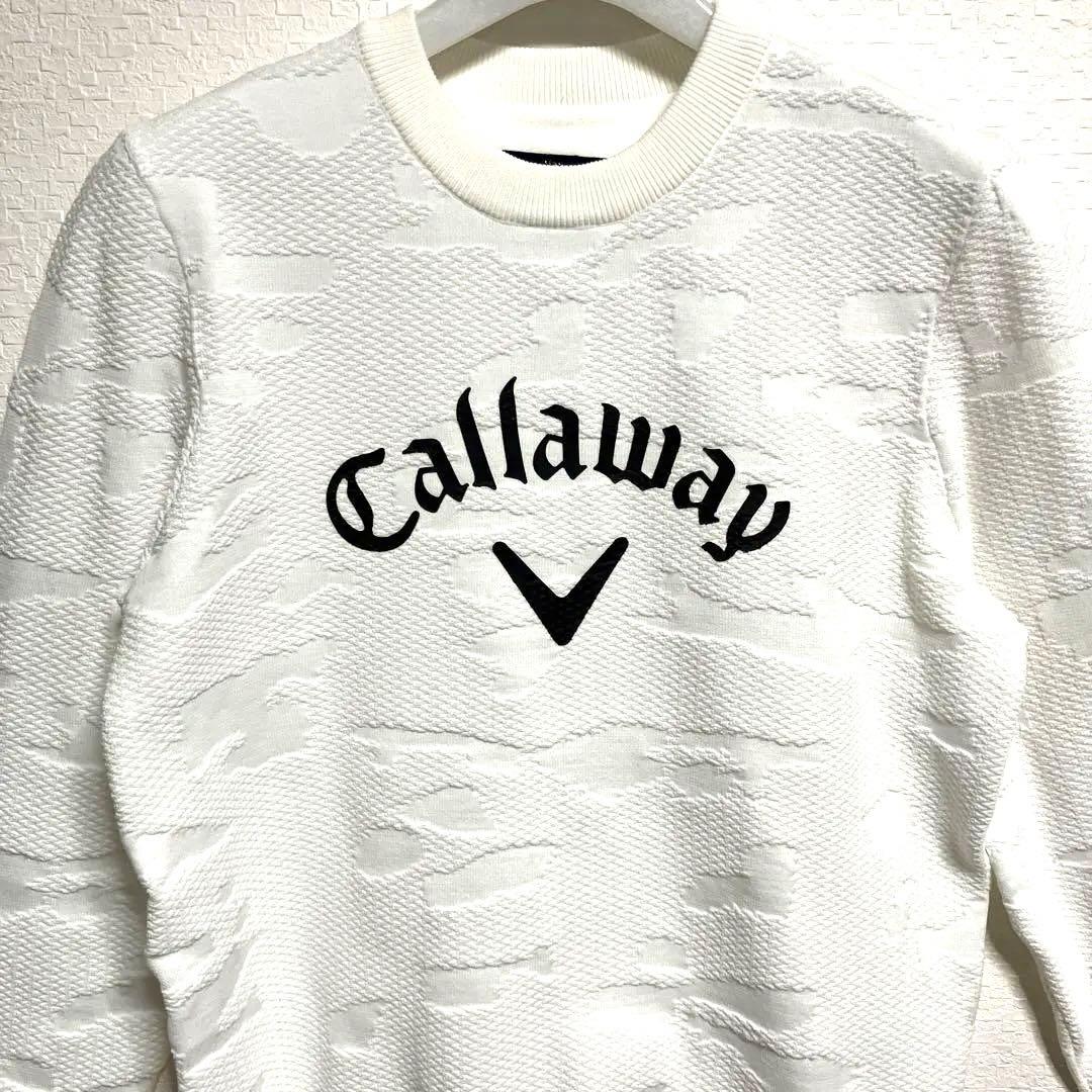 【Callaway 】ホワイト☆カモフラージュニットSゴルフウェアレディース白