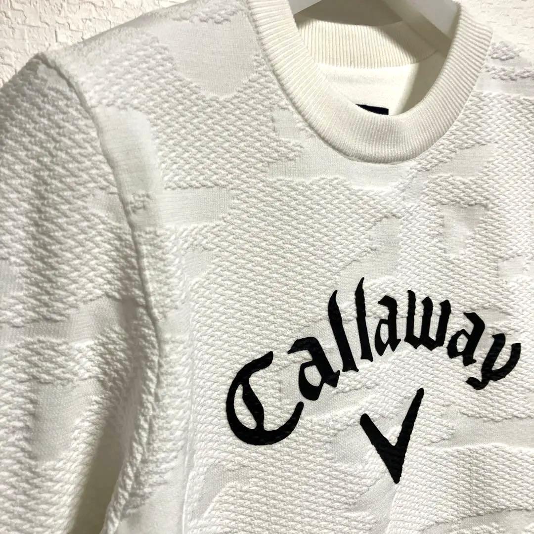 【Callaway 】ホワイト☆カモフラージュニットSゴルフウェアレディース白