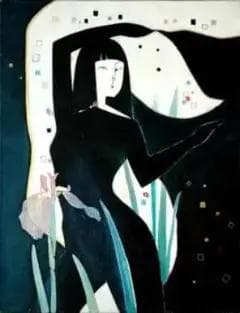 油絵 絵画 絵 インテリア 額付(黒) F6-42023 人物 女性像