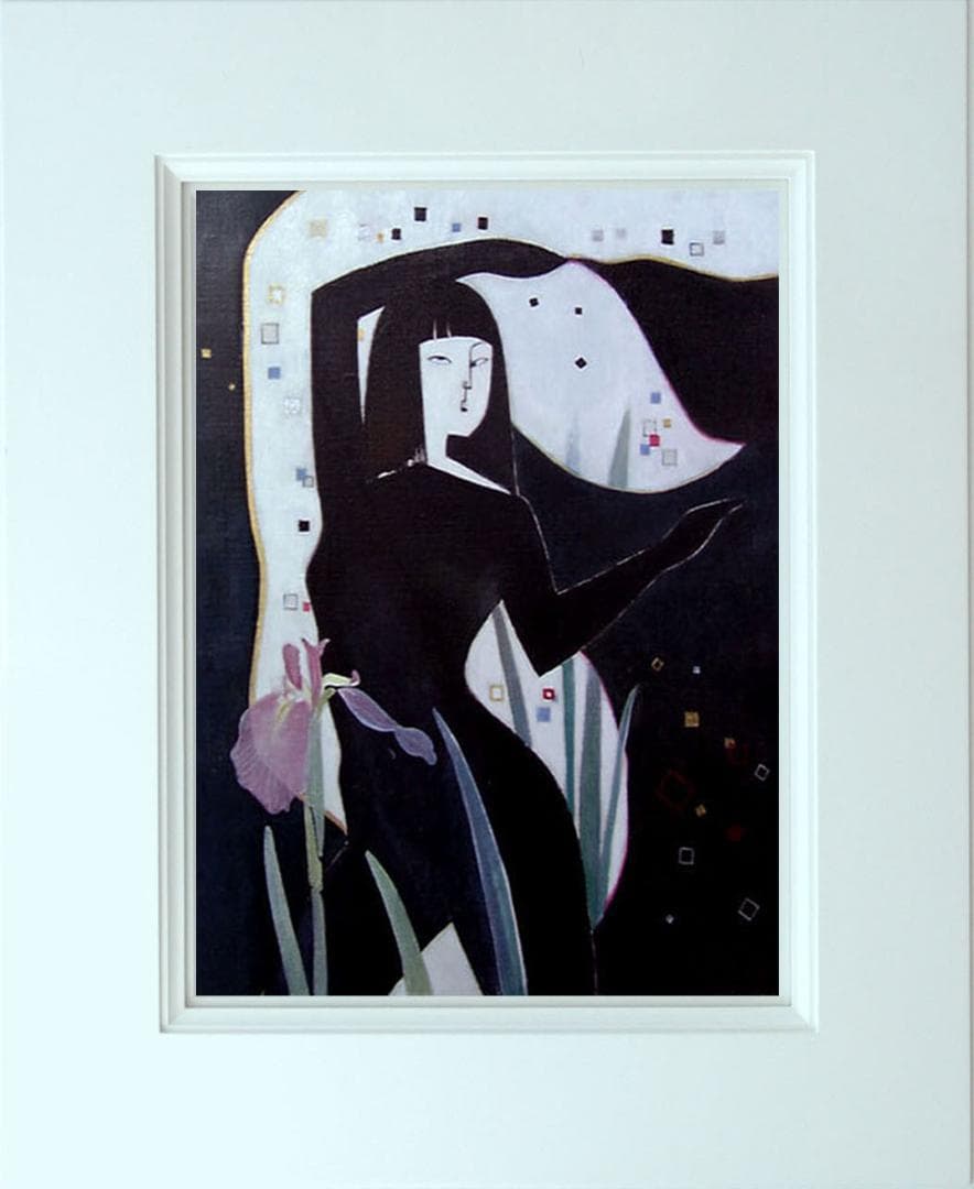 油絵 絵画 絵 インテリア 額付(黒) F6-42023 人物 女性像