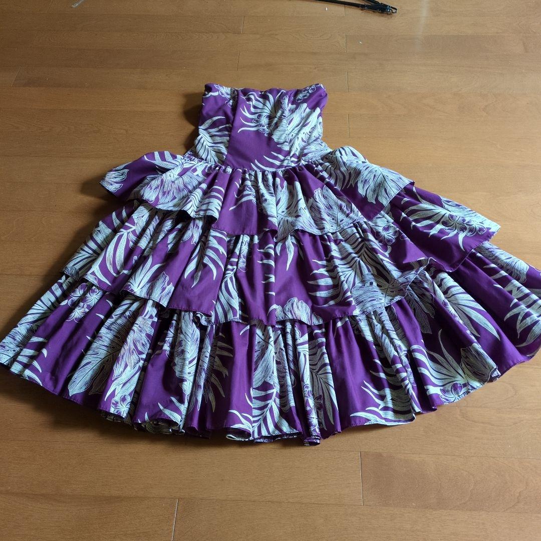 フラダンス衣装　CC fashion ハワイアンドレス　パープル　3段