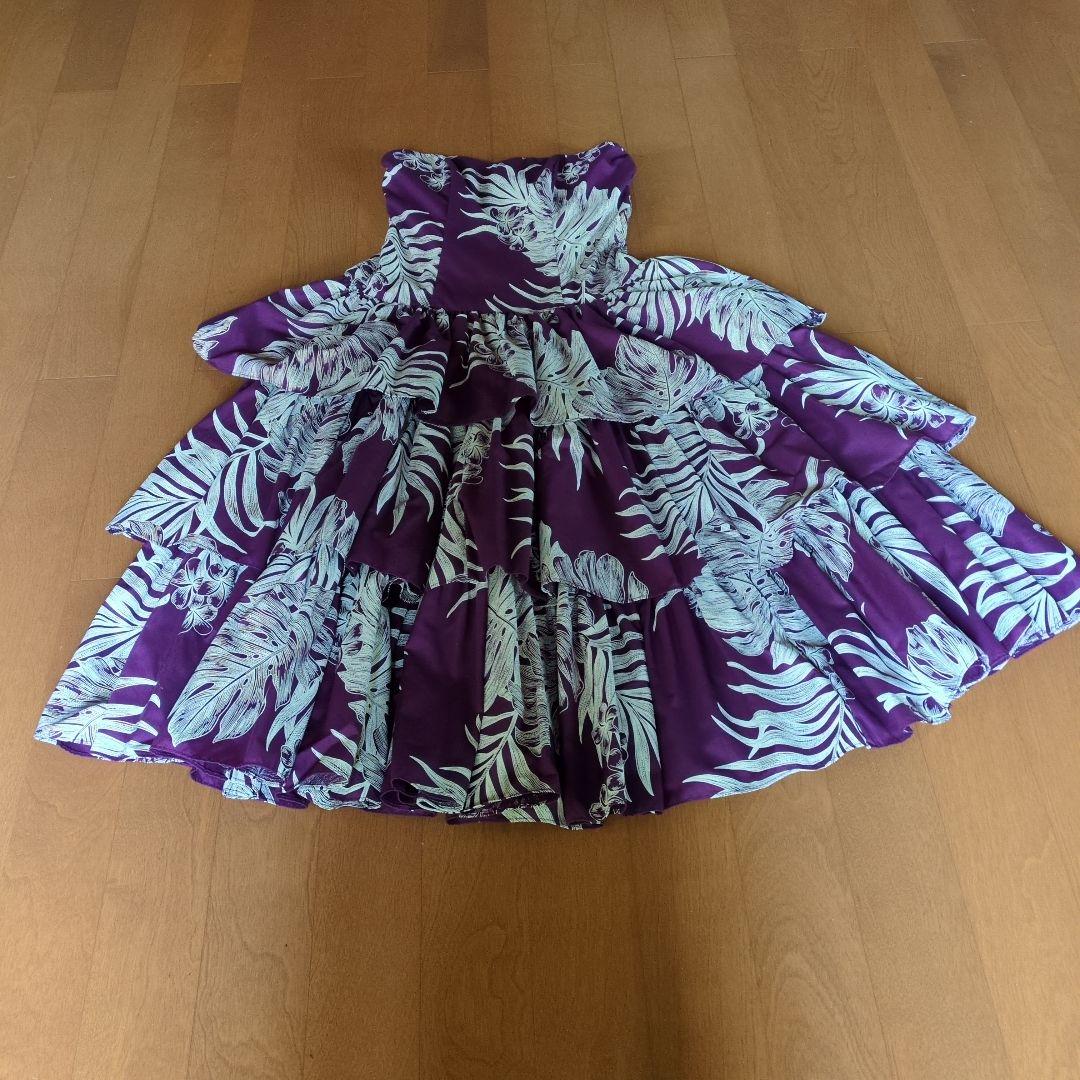 フラダンス衣装　CC fashion ハワイアンドレス　パープル　3段