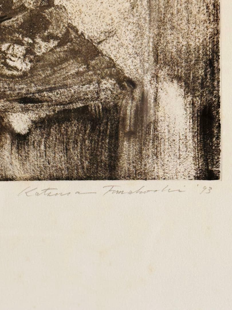 舟越桂　古い鏡　リトグラフ 肖像画 1993年
