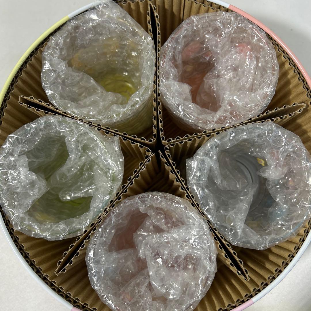 平成レトロ 2003年製 ハローキティ 缶入りグラスセット 5個 バタフライ希少