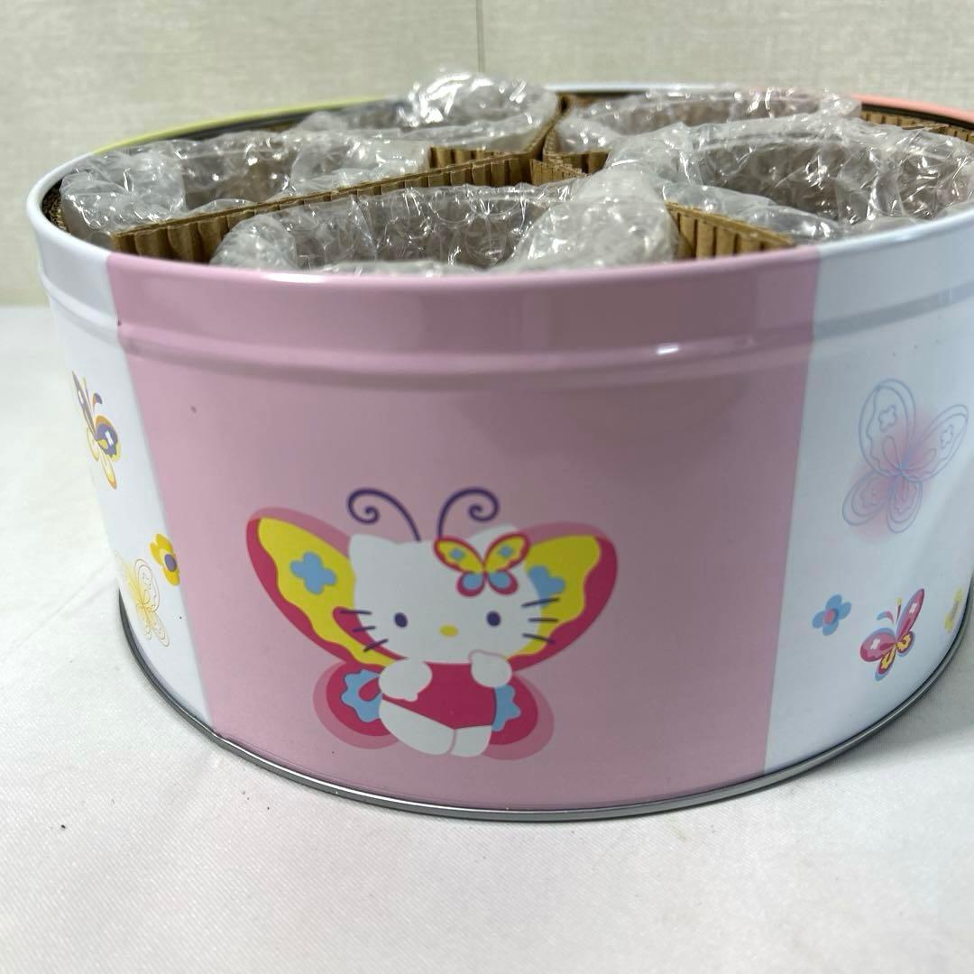 平成レトロ 2003年製 ハローキティ 缶入りグラスセット 5個 バタフライ希少