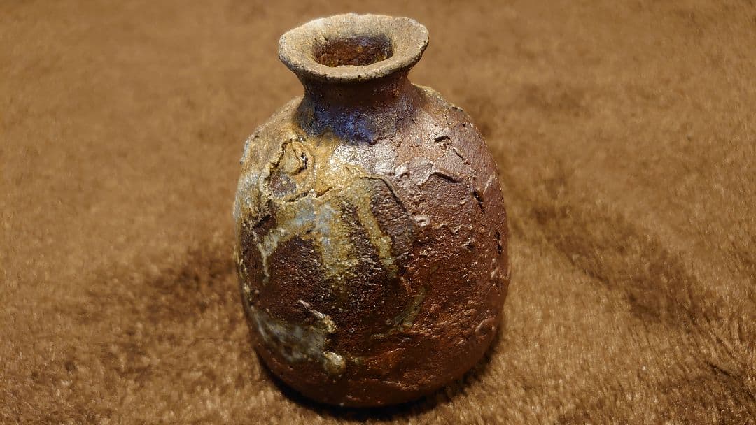 古越前　越前焼　灰釉　小壺　花入　１客