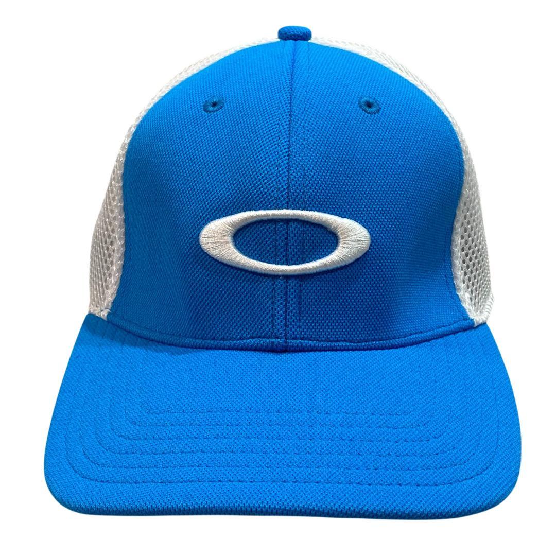 オークリー OAKLEY メッシュ キャップ ブルー L/XL ゴルフ ロゴ柄