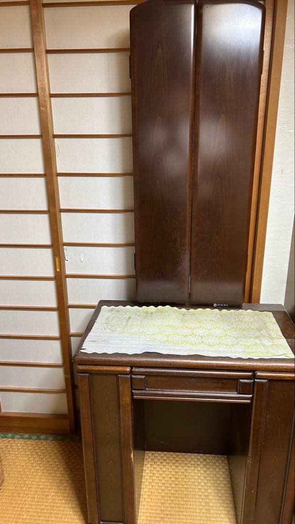 木製ドレッサー 引き出し付き ダークブラウン 約幅70cm x 高さ165cm