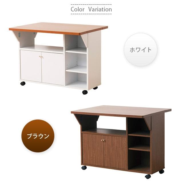 日本製 ２色 Ｎｅｗ両バタワゴン （ホワイト／ブラウン）テーブル机 折りたたみ