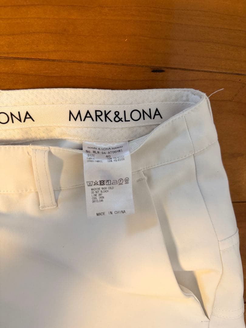 MARK&LONA ホワイト スリムフィットパンツ S