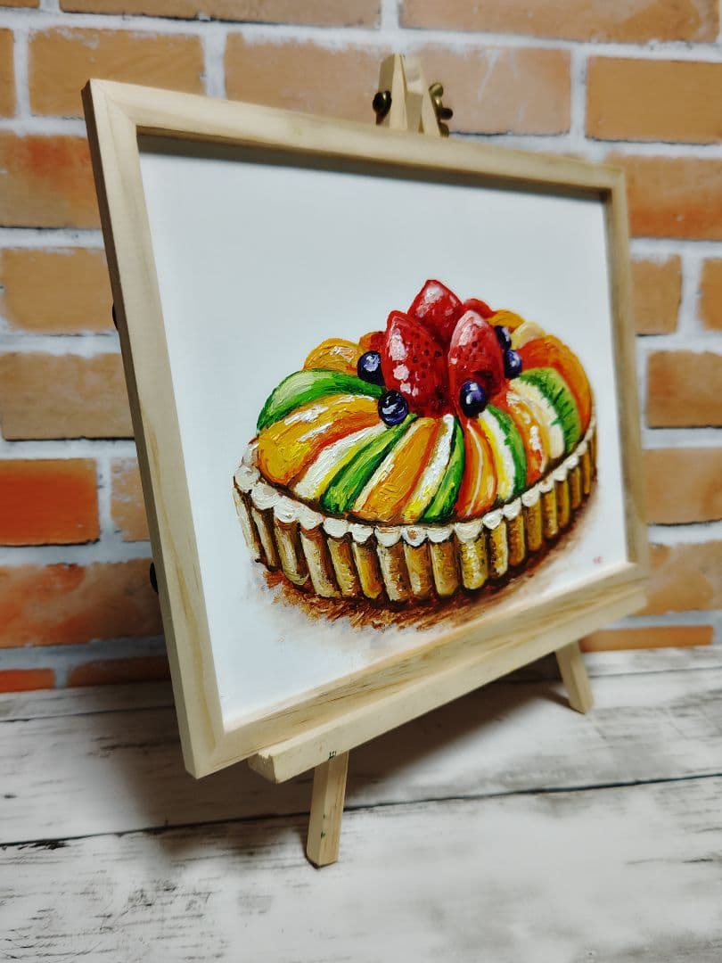 油絵 絵画 【カラフルフルーツタルト】