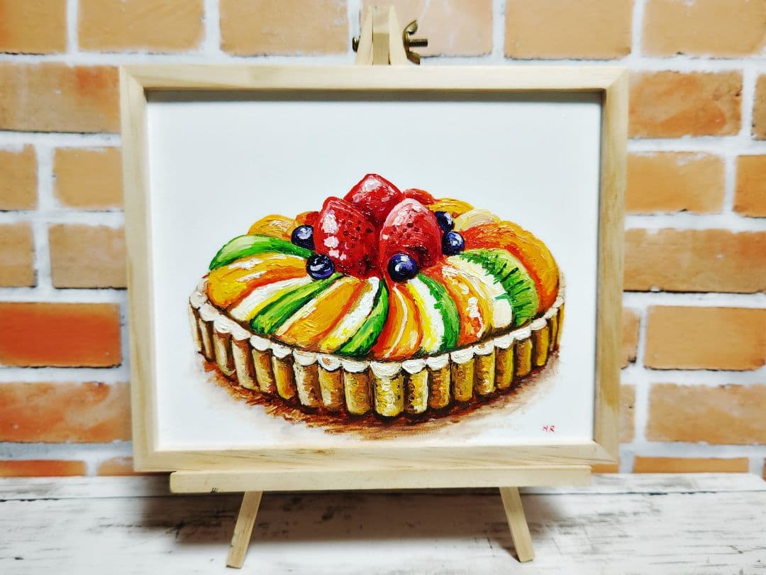 油絵 絵画 【カラフルフルーツタルト】