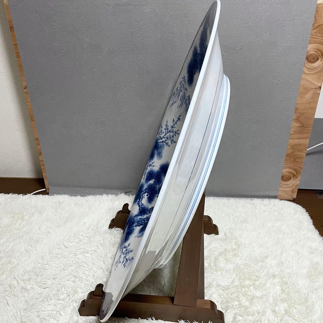 【BJ21】神右衛門 有田焼 三尺 大皿 飾皿 伝統工芸品 台座付き