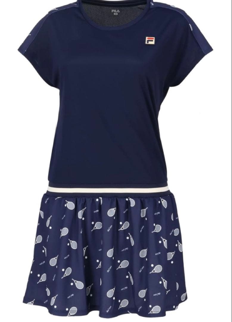 No.595 FILA ラケット柄ワンピース★NAVY★