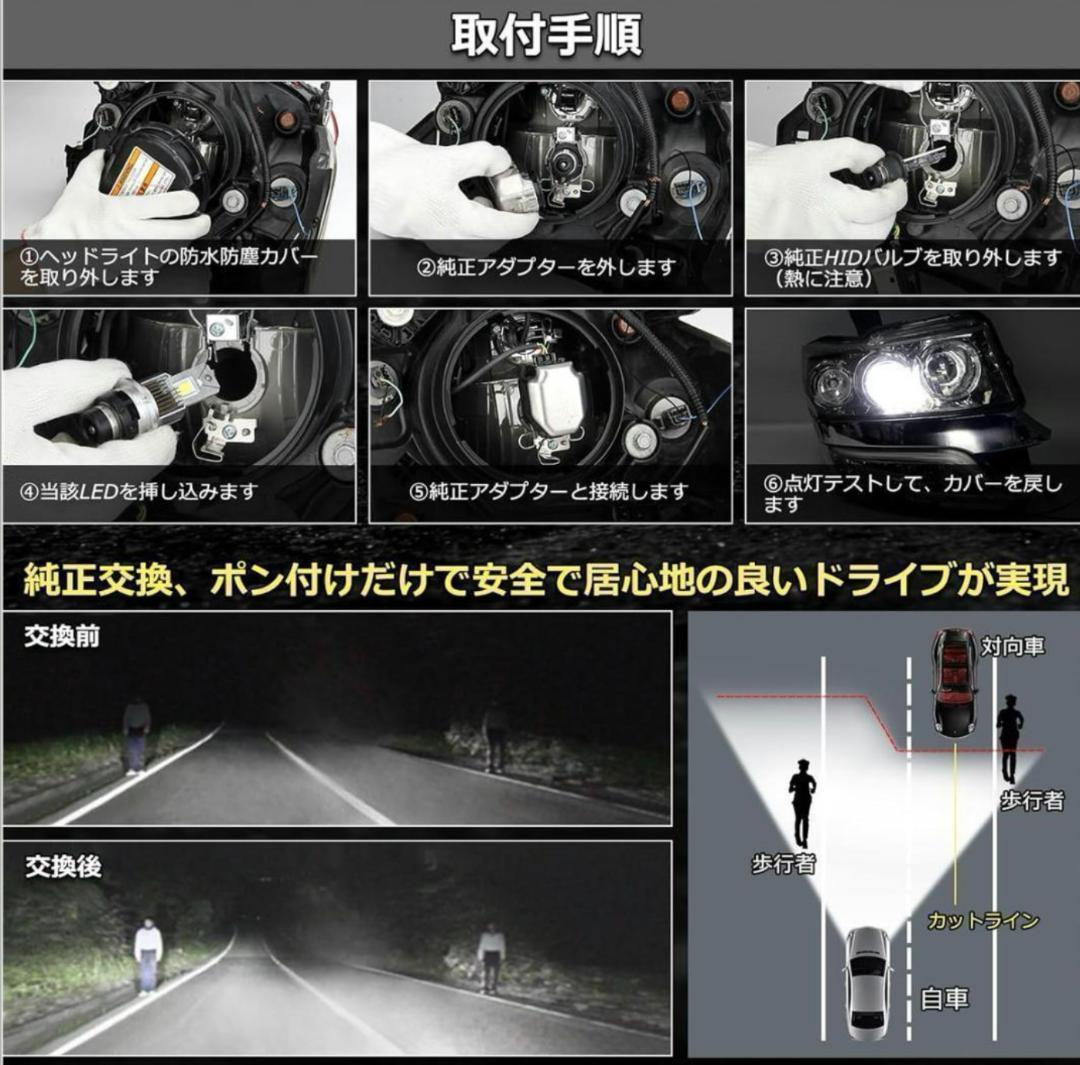 D2S D2R LED ヘッドライト DC12V/24V対応 16000LM