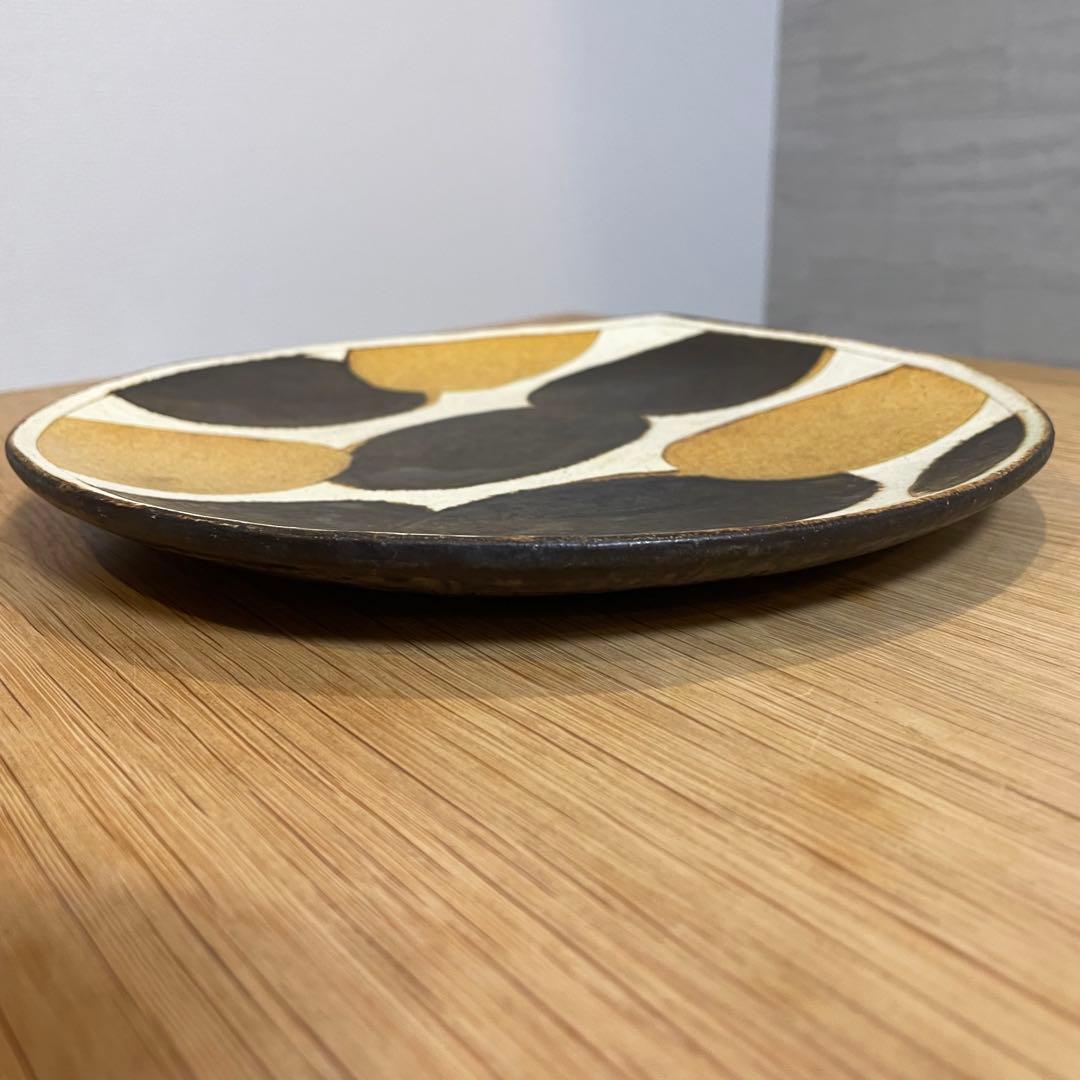 【市岡 泰】しずく皿　Lサイズ　約22cm 作家のうつわ　美品　黄&黒