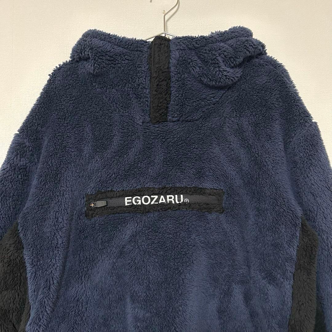 EGOZARU エゴザル フード付ボアフリース ジャケット パーカー ネイビー
