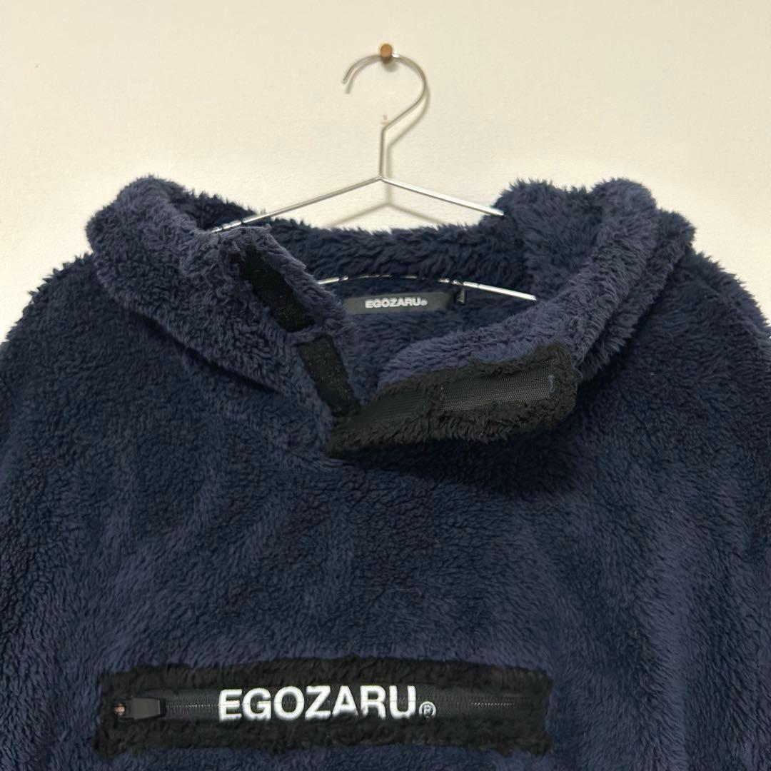 EGOZARU エゴザル フード付ボアフリース ジャケット パーカー ネイビー