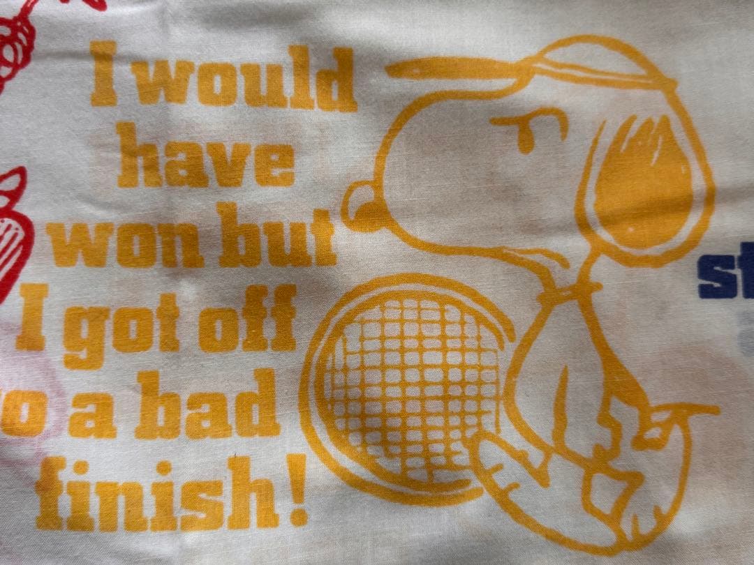 【美品】スヌーピーヴィンテージフラットシーツ/スポーツ柄/レアなフラットシーツ！