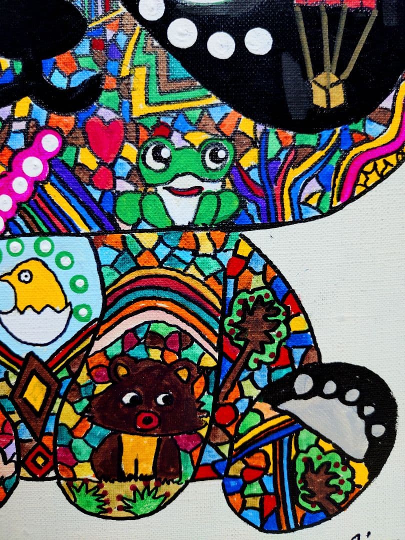 【F6号】ジミー大西【パンダ】手描き/表裏サイン有り/油彩/アクリル/絵画/額縁