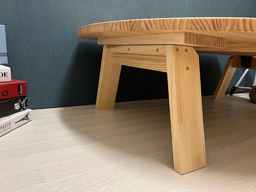 【送料無料】 ローテーブル 半月形 かまぼこ 120×90cm パイン 折畳脚