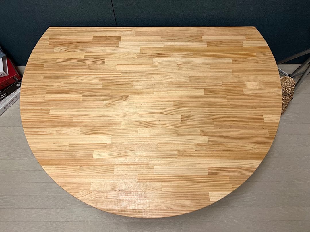 【送料無料】 ローテーブル 半月形 かまぼこ 120×90cm パイン 折畳脚