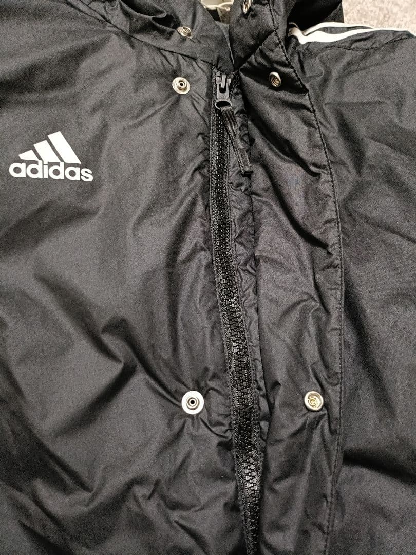 【新品】adidas ブラック ロングコート フード付き