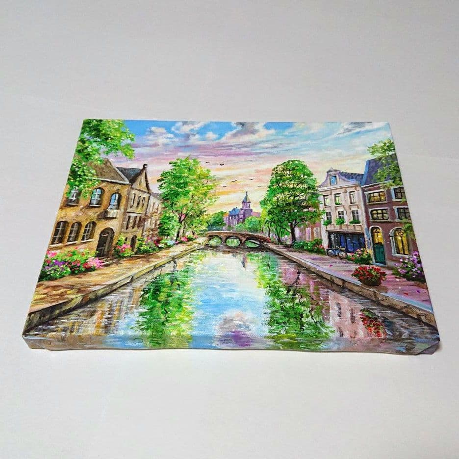 【アムステルダム】アクリル画 F3 風景画 絵画