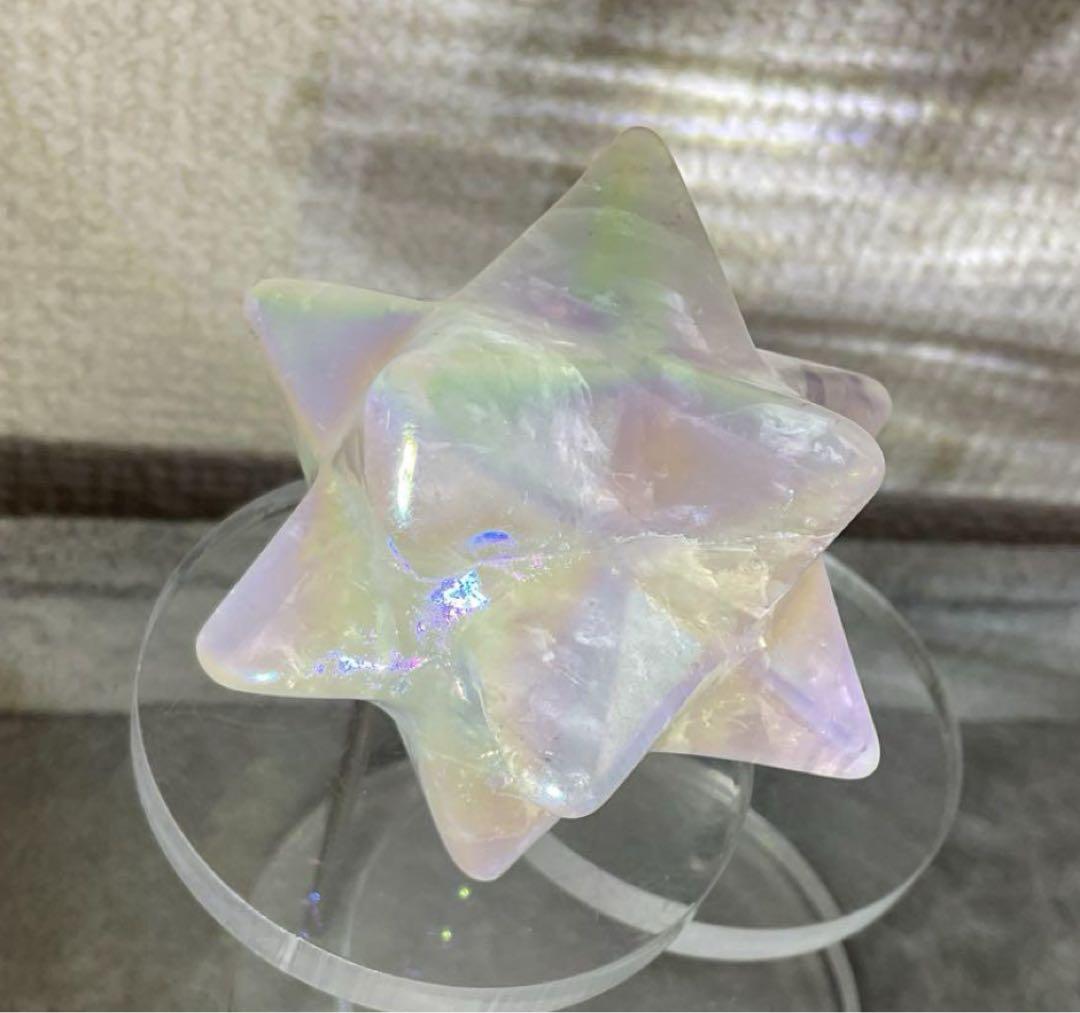 T978-2最終特価★水晶オーロラ色加工 スーパーマカバマルカバスター天然石風水