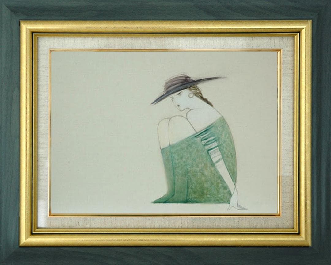 油絵 菅家令子 絵 絵画 インテリア 額付(黒) F4-072012 人物 女性