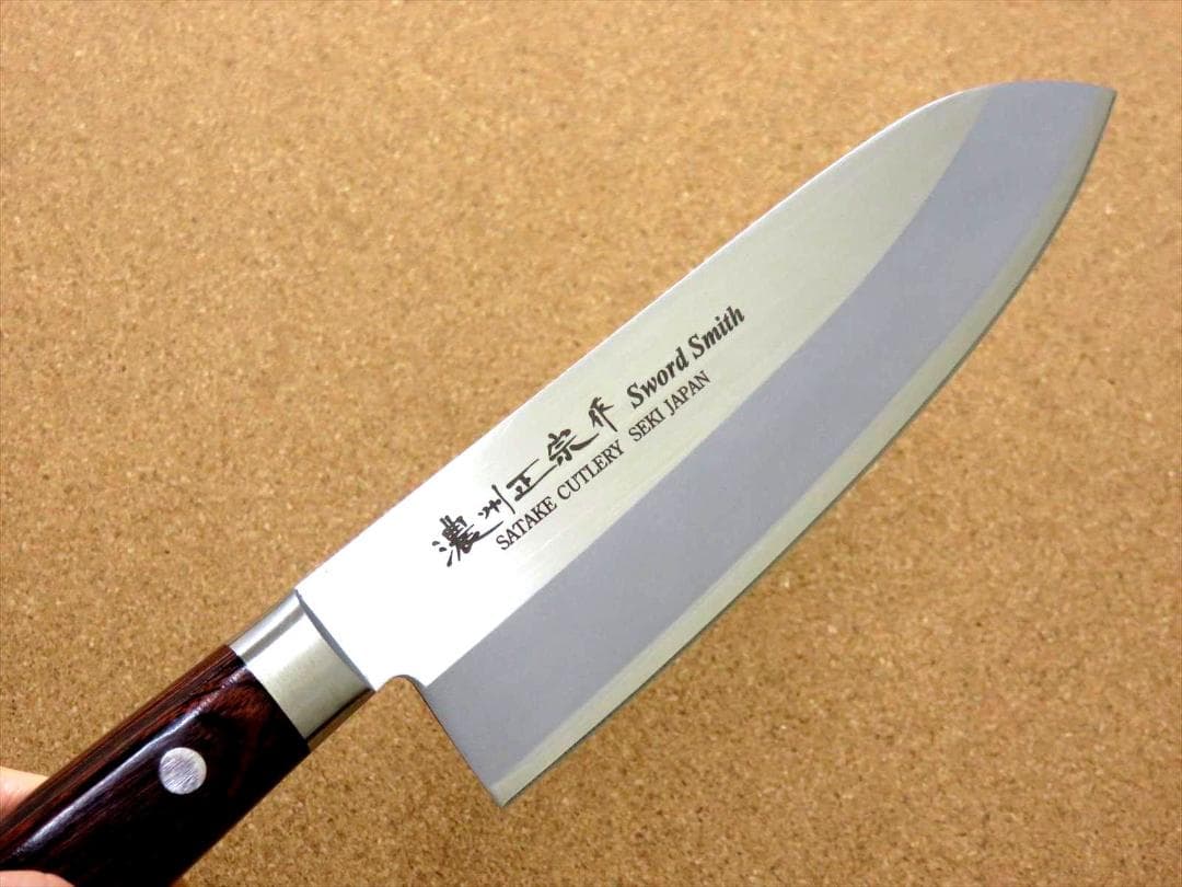 関の刃物 三徳包丁 170mm 濃州正宗作 ぼかし入 割込 ステンレス 両刃包丁
