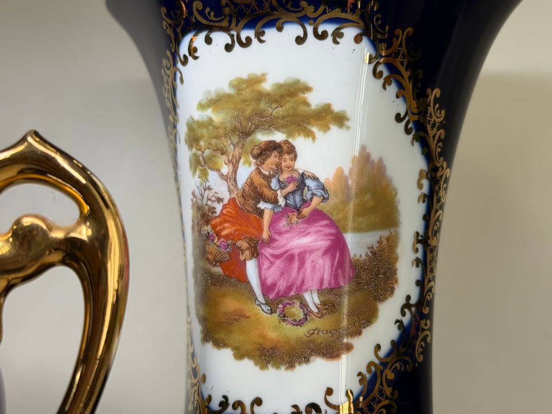 T25 LIMOGES CASTEL リモージュ22金彩磁器 飾瓶３点まとめ