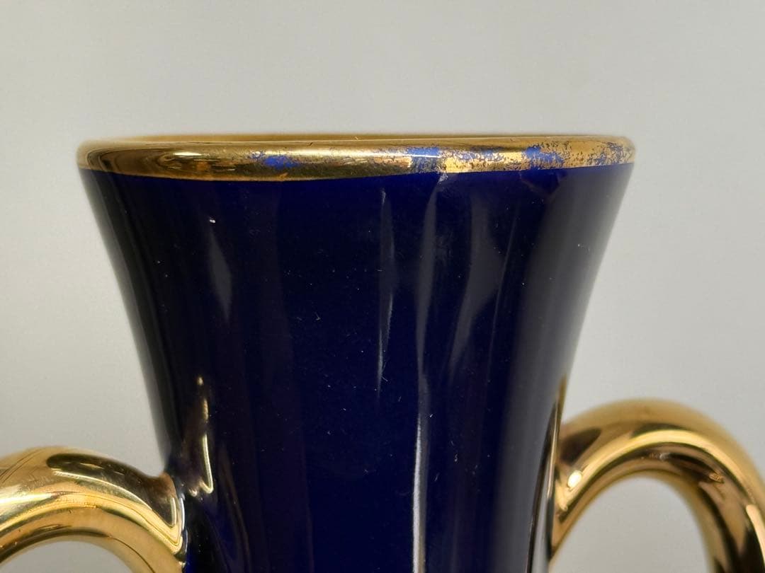 T25 LIMOGES CASTEL リモージュ22金彩磁器 飾瓶３点まとめ