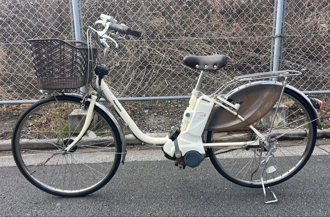 Panasonicエコナビ機能付き電動アシスト自転車きれいなホワイト26インチ