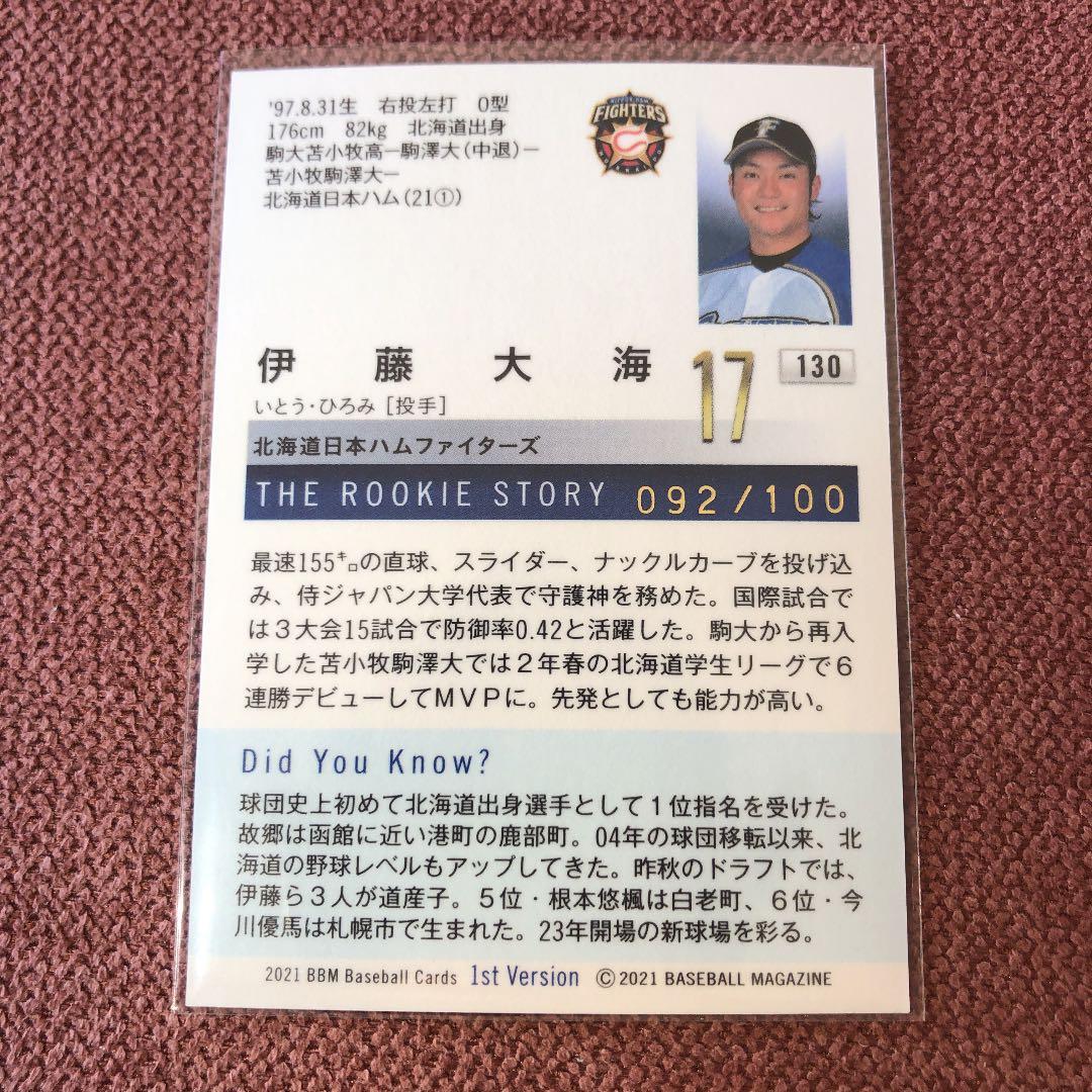 【BBM2021】伊藤大海 金箔サイン 75枚限定 パラレル 100枚限定セット