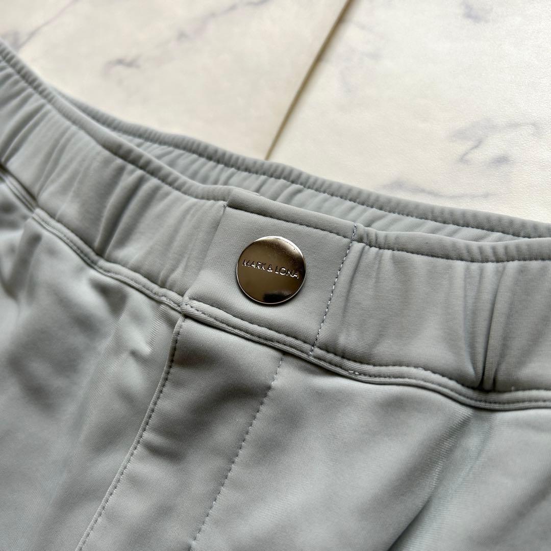 MARK&LONA ストレッチパンツ サイドライン グレー シルバーボタン