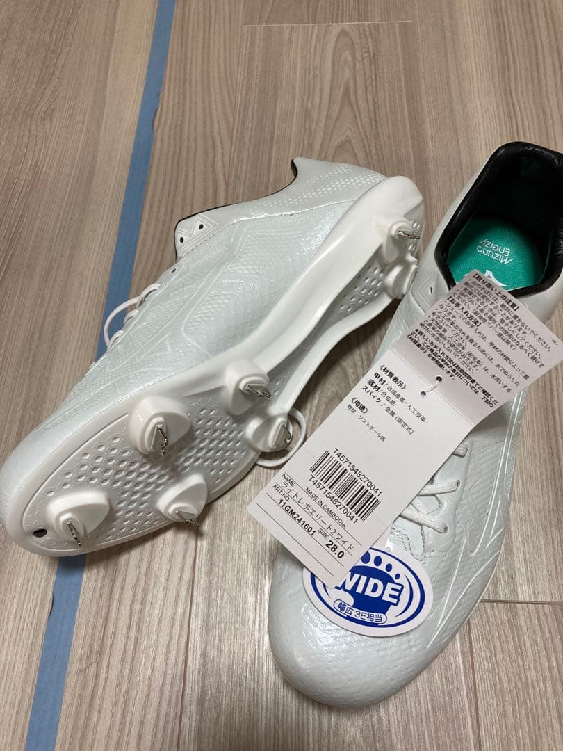 新品 未使用 ミズノ 野球 金歯 スパイク ライトレボエリート2 ワイド
